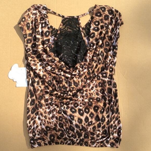 Self Esteem Leopard Print Blouse NWT - Size Large Junior's - Picture 2 of 3